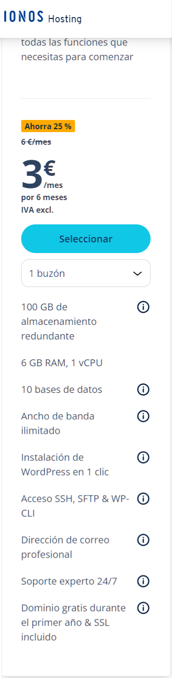 Hosting ionos baratos